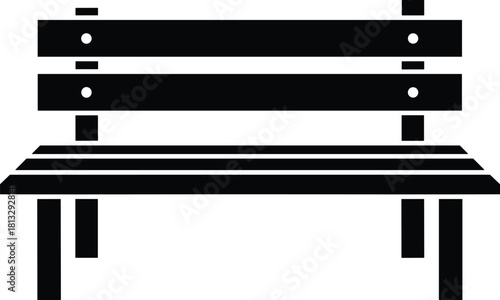 Black silhouette of a park bench with white dots on white background vector