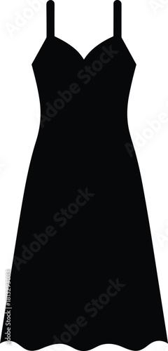 Black silhouette of a short sleeveless dress with spaghetti straps clothing fashion