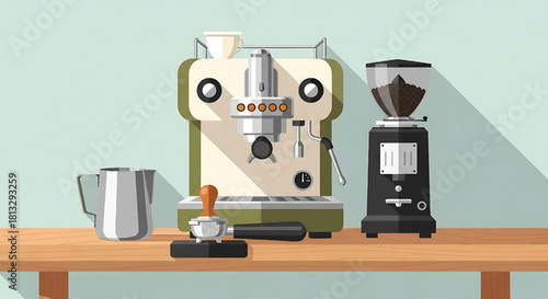 Coffee Making Tools and Equipment Illustration for Cafe