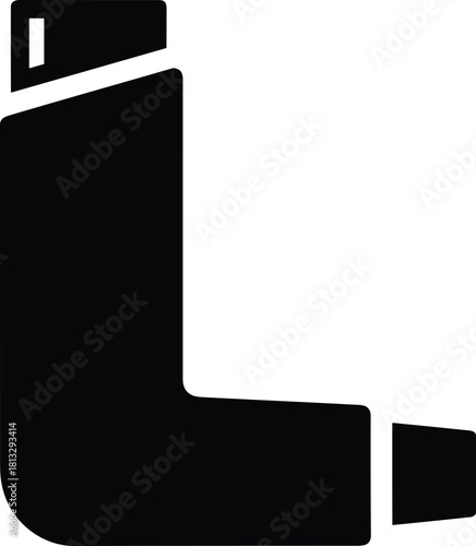 Black silhouette of an asthma inhaler on a white background medical health