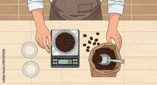 Coffee Preparation: Weighing Beans for a Perfect Brew
