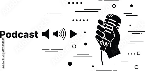 Creative Podcast Illustration  Modern Microphone & Audio Icons Graphic Design
