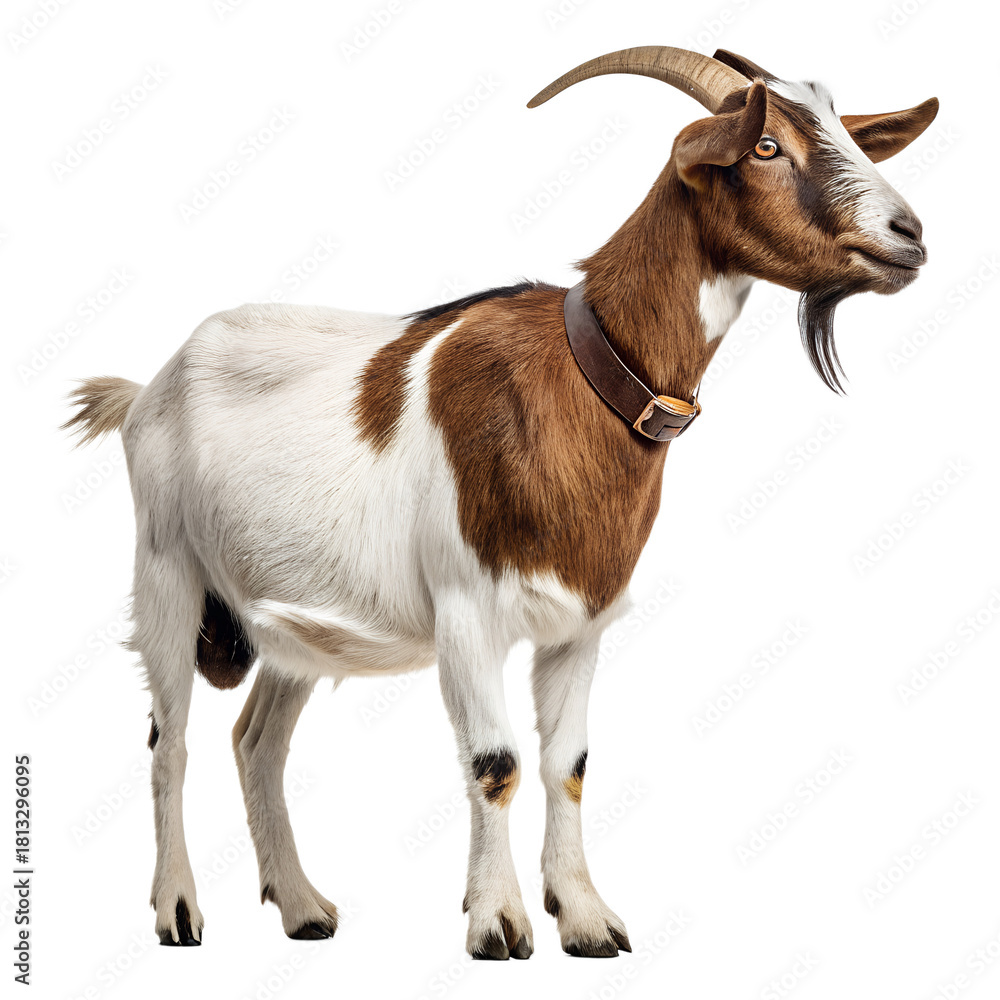 Obraz premium Detailed Boer Goat Illustration | Brown and White Farm Animal Stock Photo