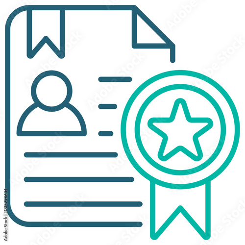 Certification Line Blue Icon Illustration
