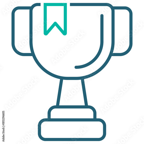 Trophy Line Blue Icon Illustration