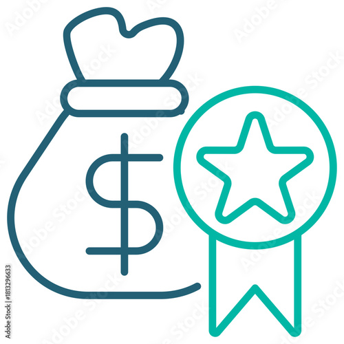 Prize Money Line Blue Icon Illustration
