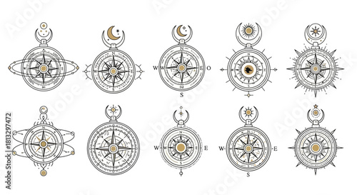 Fotografie Discover your path with these elegant celestial compass designs, perfect for inspiring adventure and guiding your journey forward