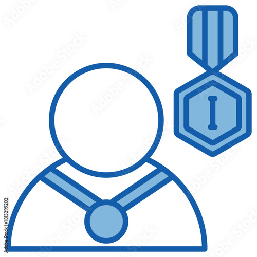 Winner Blue White Icon Illustration