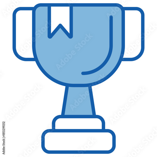 Trophy Blue White Icon Illustration