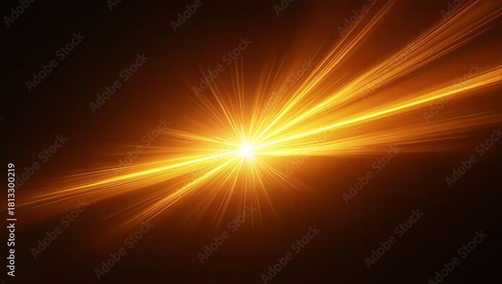 Obraz premium Bright glowing light streaks emanating from a central source, radiating outward across a dark, contrasting background.