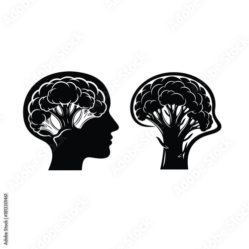 Brain Nutrition Broccoli Fusion Silhouette
