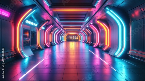 Futuristic neon tunnel