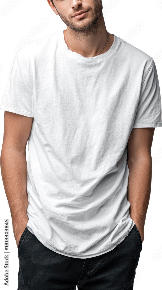 Fototapeta premium Man in blank white t shirt