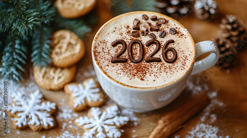 Celebrate 2026 with a delicious coffee, chocolate, and festive cookies, a perfect holiday treat to share with friends and family