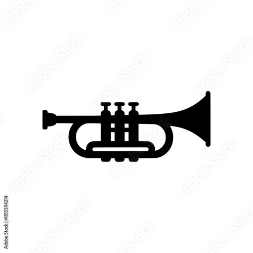 Trumpet Brass Wind Instrument Icon - Jazz or Orchestra