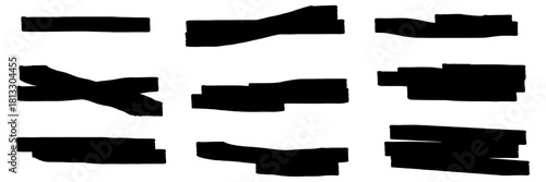 Set Marker Line Vector Ideal for creating emphasis, underlines, borders, and expressive accents using a high-impact, graphic marker style.