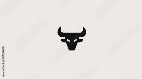 Powerful Black Bull Head Icon Silhouette - Minimalist Abstract Design Element for Strength, Power, Financial, and Business Concepts