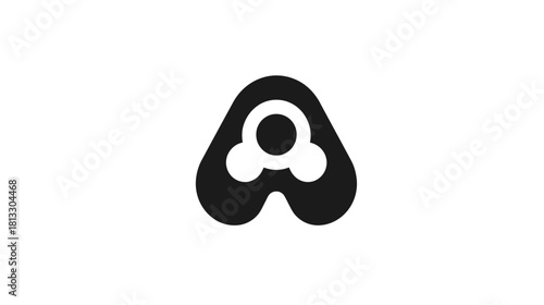 Abstract Geometric Symbol Icon with Three Circles in a Stylized 'A' Shape, Modern Minimalist Design Element