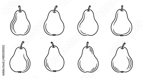 Hand drawn pear collection isolated on white background in vector format