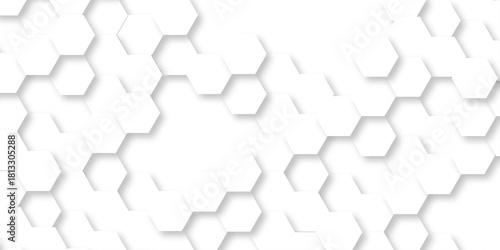Futuristic abstract emboss white hexagon pattern vector design. Hexagon concept design abstract cube business technology background.	