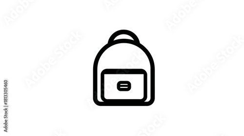 Simple black outline backpack icon, perfect for travel, education, hiking, adventure, and school supplies design element.