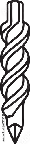 Modern twist drill bit icon, ideal for construction, DIY, or engineering projects, adding a touch of precision and professionalism to your designs