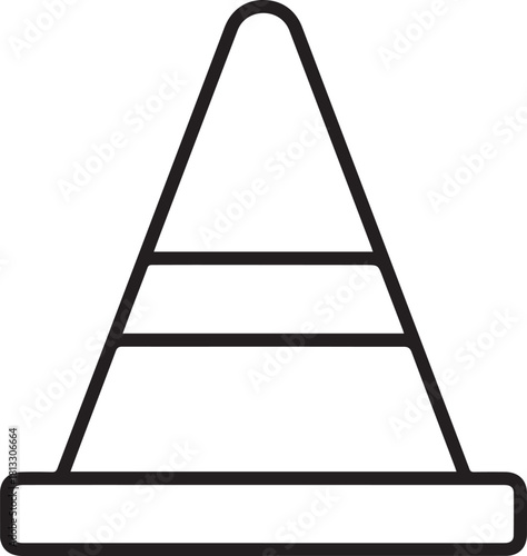 Single line icon of safety warning sign that they put middle of the road