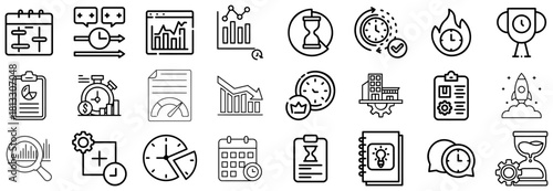 Business and Time Management Icons Strategy, Planning, and Success
