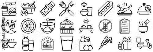 Diverse Food and Drink Icons for Various Culinary Themes