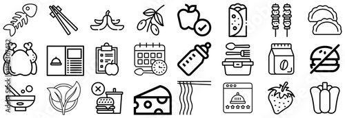 Diverse Food and Drink Icons From Meals to Ingredients and More