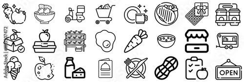 Food and Drink Icons From Farm to Table and Delivery