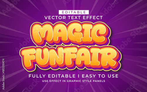 3d editable magic funfair text effect typography style template