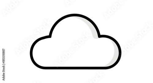Simple white cloud icon with black outline and subtle shadow.