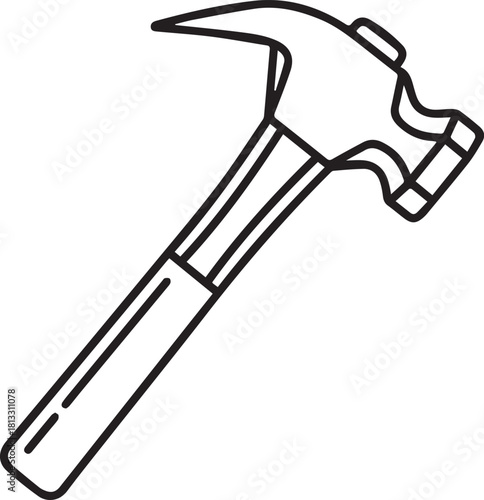 Essential hammer outline for construction, home repair and carpentry projects, a symbol of craftsmanship and building expertise with vector origin