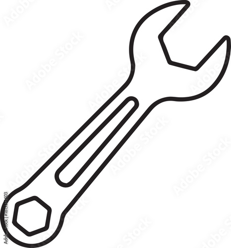 Essential wrench tool outline for maintenance projects, perfect for DIY guides, construction manuals, and engineering diagrams- scalable vector graphic