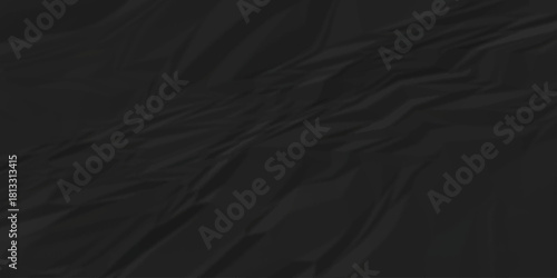 Abstract black parchment wrapping crumpled paper texture. creased page wrinkle retro rough distressed damage paper texture background.	
