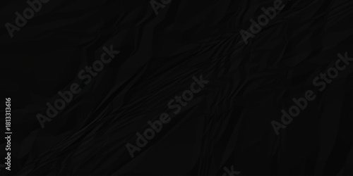 Abstract black parchment wrapping crumpled paper texture. creased page wrinkle retro rough distressed damage paper texture background.	
