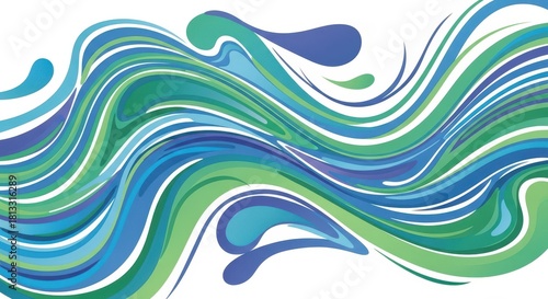 Fototapeta Naklejka Na Ścianę i Meble -  Dynamic vector illustration featuring abstract fluid shapes in cool color palettes