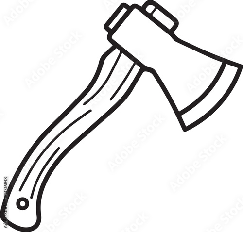 Axe in simple line art style, a classic tool for lumberjacks, survivalists, and outdoor enthusiasts, ready for DIY projects and design