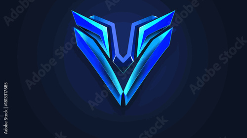Abstract blue v shaped logo design on dark background modern graphic element