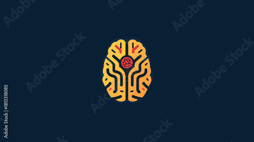 Abstract brain icon illustration cognitive concept in modern digital design