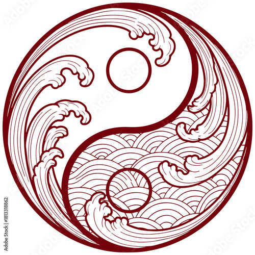 Dynamic Yin Yang Symbol with Flowing Water Design for Balance and Harmony Concept