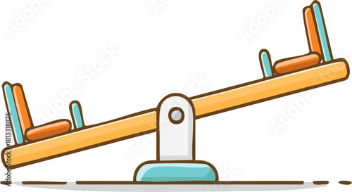 Minimalist wooden seesaw playground equipment vector illustration
