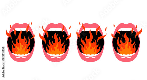 Mouths Ablaze: Fiery Expression Vector