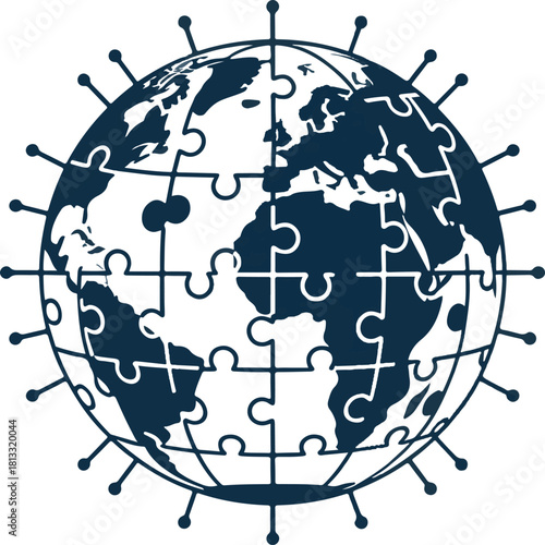 Earth globe with a spiky jagged border design