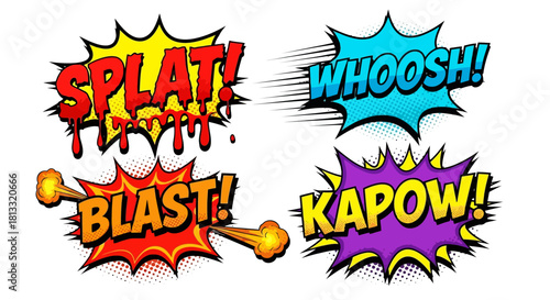 Comic Book Action Sound Effects: Splat, Whoosh, Blast, Kapow