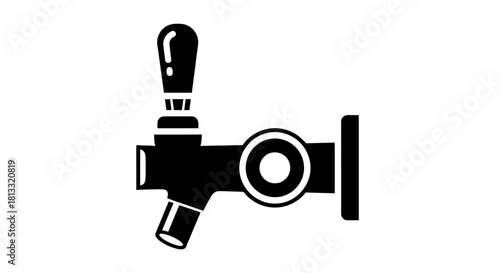 Black and white illustration of a beer tap, commonly used in bars and pubs.