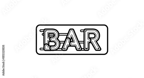 A black and white illustration of a neon bar sign.