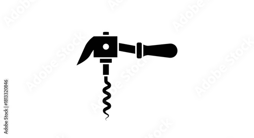 A simple black silhouette icon of a lever-style corkscrew wine opener against a plain white background.