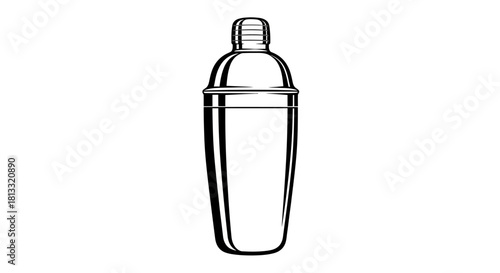 Illustration of a cocktail shaker with a metallic finish and classic design.
